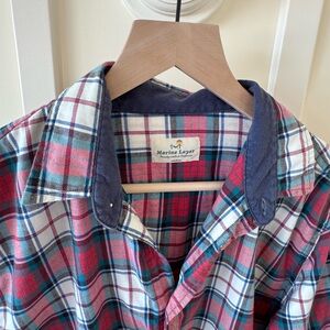Marine Layer Red, White & Blue Plaid Button-Down Shirt medium large cotton cool
